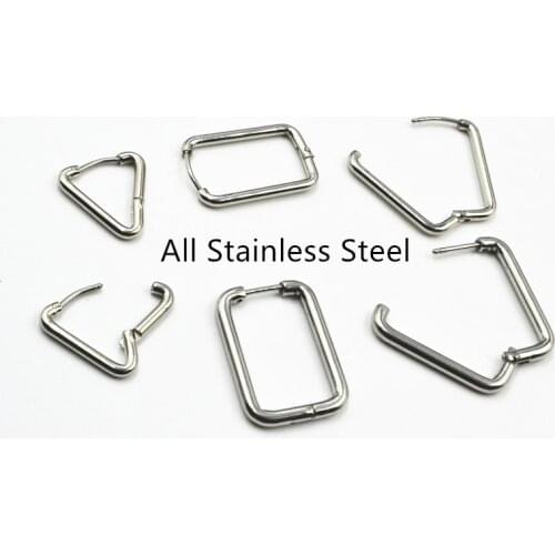 Lot 50pcs Fashion Jewelry- Hoop New Earrings PUNK EMO Men/Women Ear Studs/Earring Stainless Steel Triangle Hoop Ring