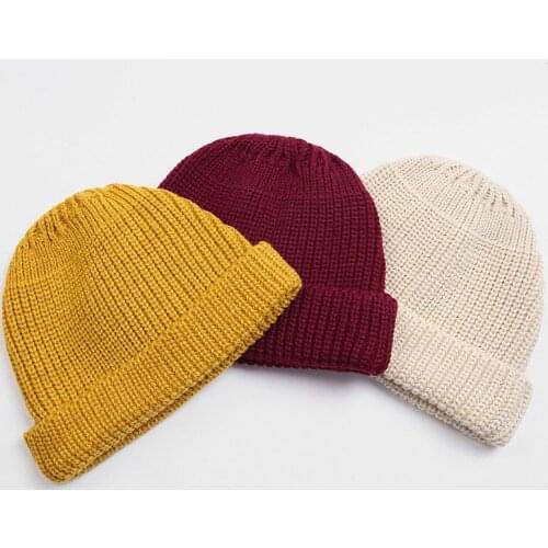 Skullcap New Solid Color Beanies Winter Female Men Hat Unisex Knitted Cap Warm Girls Short Melon Cap Autumn Beanies Navy Style