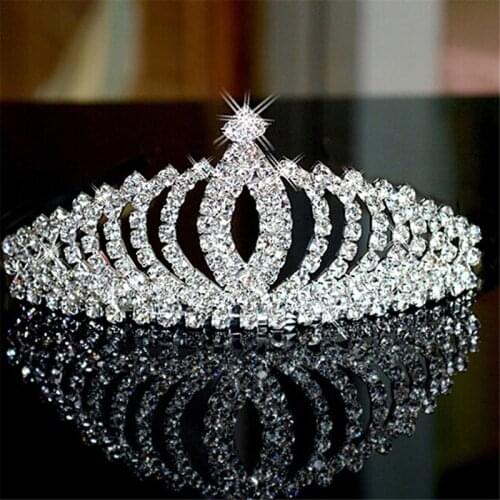 Wedding Crown Silver Color Crystal Rhinestones Princess Crown With Comb Exquisite Headband For Women