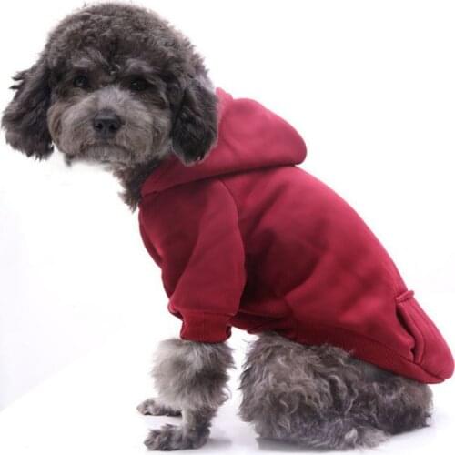 Cats And Dogs Sweater Clothes Autumn Winter Plus Plush Hat Pocket Hoodie Cute Printed Pattern and Solid color Pet Coat