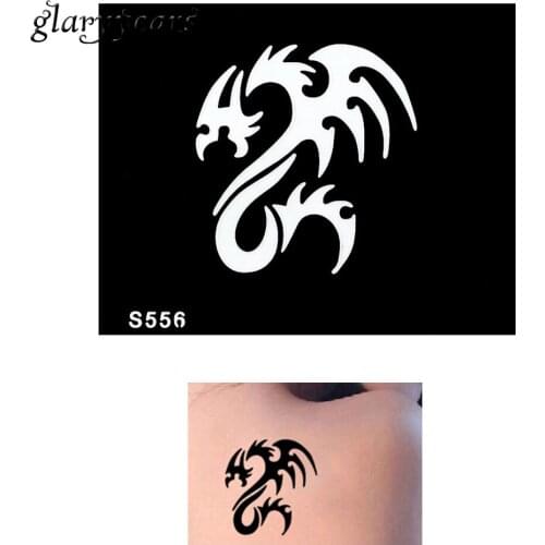 Hot 1 Piece Small Indian Henna Tattoo Stencil Health Body Art Devil Pattern Design Colored Drawing Tattoo Template Dragon S556