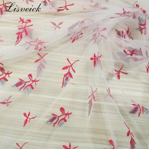 1yard Fashion new color flower mesh embroidery tulle lace fabric wedding dress skirt DIY handmade fabric French lace fabric