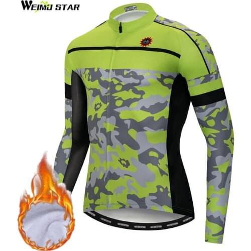 Weimostar Camouflage Cycling Jersey Winter Long Sleeve Thermal Fleece mtb Road Bike Jersey Cycle Wear MTB Warm Bicycle Clothing