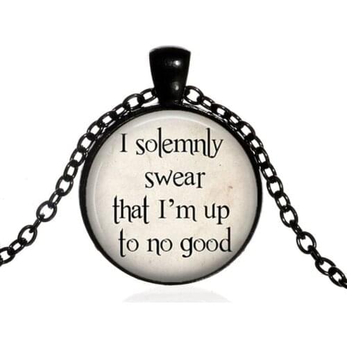 I solemnly swear that I am up to no good Time Gem necklace 4 Color Glass Pendant Necklace Sweater Necklace Gift for Friends