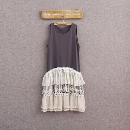 Cute Mori Girl Ruffles Lace Embroidery Lolita Tank Dress Tunique Loose Casual Sleeveless Women Summer Basic Dresses Robe Vestido