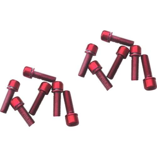 12 Pieces Road Bike Bicycle Disc Brake / Handlebar Stem Screw M5x18 Red