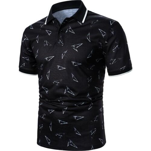 54# Men Abstract Print Men Short Sleeve Polo Shirt Leisure Button Breathe Polo Clothing Summer Streetwear Casual Fashion Tops