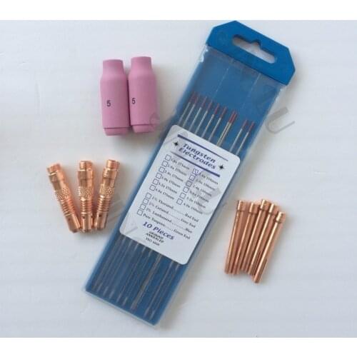 WP-17 WP-18 WP-26 TIG Welding Spare Parts Torch Consumables 22PCS Tungsten Electrode Nozzle Collet Collet Body