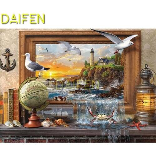 Full Round Diamond embroidery Cross stitch Full Square Diamond painting DIY 3D Diamond mosaic lighthouse pigeon Seagull crab