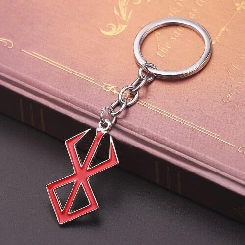 Japan Game PS4 Berserk keychain Mini Red Logo Legendary Mad Warrior Of Norse Viking Mythology Keyring Men Jewelry Accessories