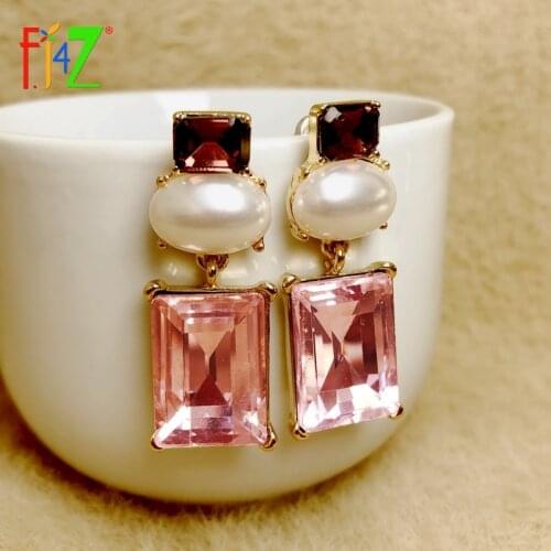 F.J4Z 2020 Trend Geometric Earrings for Women Fashionable Imitation Stone Simulated Pearl Statement Earring Gifts Dropship