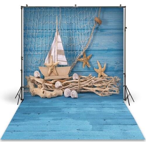 HUAYI Photography Backdrop Newborns Baby Child Photo Booth Background Vintage Navigation Blue Seaboat Photoshoot BackdropXT-3610