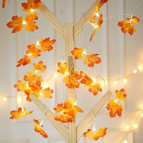 2M 10LED Lights Maple Leaves Garland Led Fairy Lights for Christmas Decoration Autumn String Light Festive DIY Halloween Decor