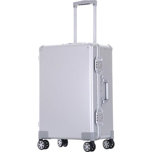 Smooth custom print 100% aluminum suitcase spinner Carry-on Cabin Trolley Case 100 aluminium luggage