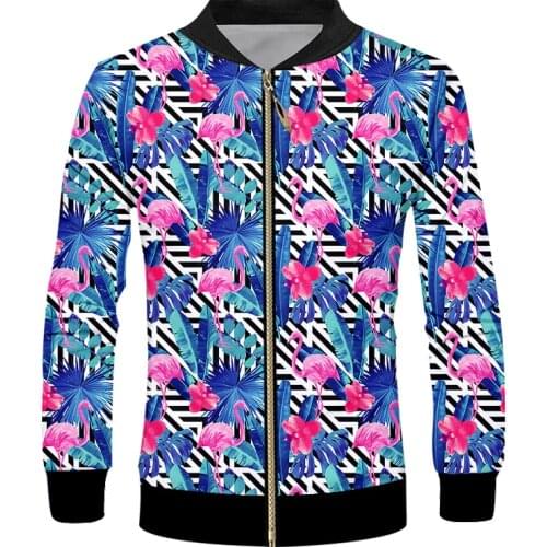IFPD EU Size Hot Sale 3D Print Zipper Jacket Men Anime Flamingo Banana Leaves Coats Casual Hip Hop Plus Size Jacket Drop Ship