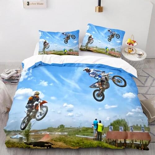 Extreme Sport Off-road Stunt Motorcycle Bedding Set Single Twin Full Queen King Size Bed Set Childrens Bedroom Duvetcover 015