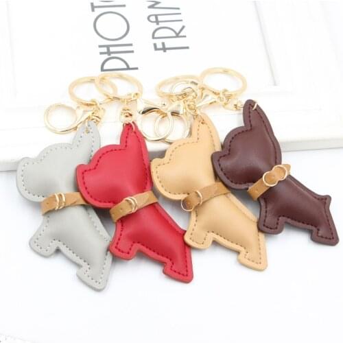 Korean Keychain Cartoon Cute Puppy Anime Key chain Lady Bag PU Leather Charm Keychain Couple Friend Gift Love Keychain