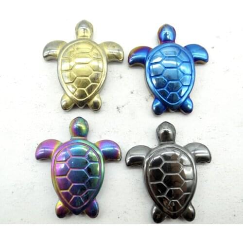 Natural Quartz crystal Titanium Hematite hand-Carved tortoise Gem pendant for diy jewelry making necklace Accessories1pcs A2