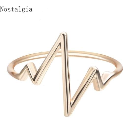 Nostalgia Heart Beat Love Wave Ring Electrocardiogram ECG Womens Rings For Nurse Graduation Gift