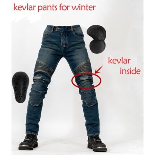 New winter motorcycle riding jeans wear plus velvet mens anti-fall motorcycle pants trousers with protection for winter