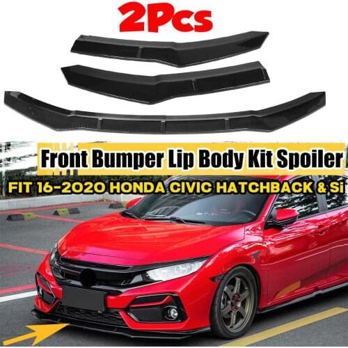 New 2pcs Car Front Bumper Splitter Lip Diffuser Guard Spoiler Cover Trim Body Kit For Honda For Civic Hatchback & Si 2016-2020