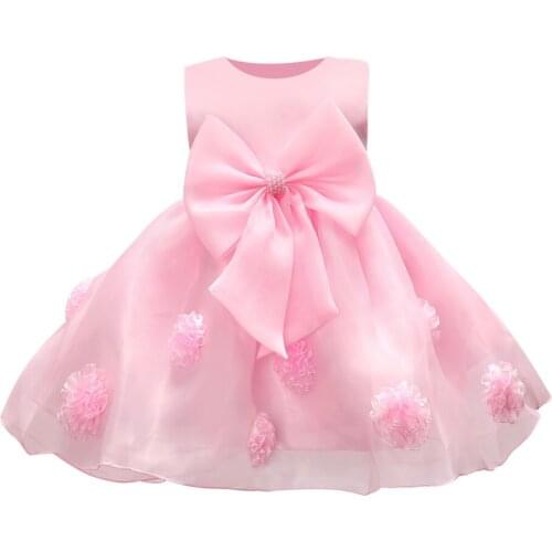 JQ-126 new hot sell baby girl dress lace flower around the kids well beautiful party girls noble pageant wear chic clothes 2019