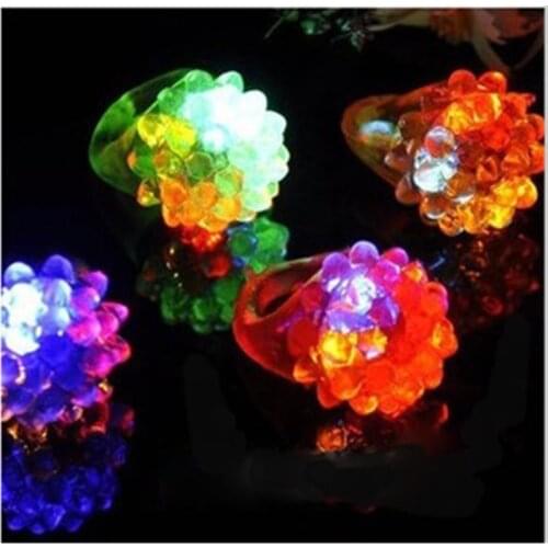 New Arrival LED Ring Light Ring Flash Light LED Mitts Cool Led Light Up Flashing Bubble Ring Rave Party Blinking Soft Jelly Glow