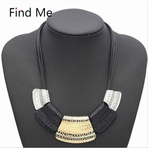 Find Me Fashion Brand Alloy Geometry Long Chain Collar Choker Necklace Vintage Boho Maxi Statement Necklace For Women Jewelry