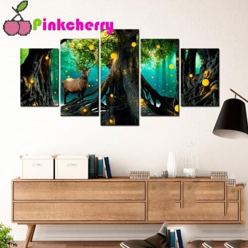 Full Diy 5d Diamond Painting Landscape Picture Of Rhinestones Diamond Embroidery Enchanted Forest Deer Multi-Picture k726