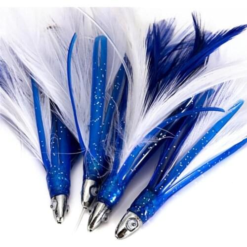Fishing Lure Feather Trolling Tuna Bait Fish Catching Tackle Tool with Hook Feather Trolling Tuna Bait