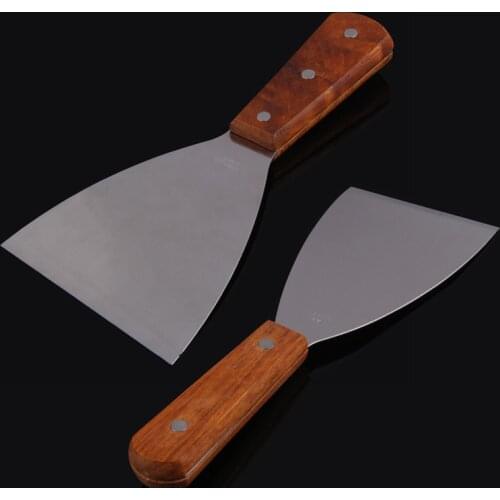 Stainless Steel Pancake Spatula Wooden Handle Grill Turner Pizza Cutter Baking Tools Teppanyaki Griddle Cooking Utensil