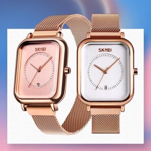 SKMEI 9207 Womens Watches Luxury Mesh Belt Quartz Watch Fashion Ladies Dress Bracelet Waterproof Women Watch Clock