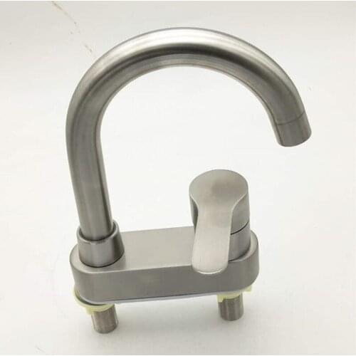 Double Hole Single Handle Basin Faucet With Hot And Cold Water 304 Stainless Steel Wire Drawing Double Basin Faucet Swivel