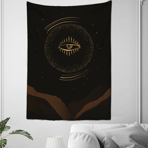 Sun And Moon Tarot Golden Psychedelic Tapestry Bohemian Decorative Wall Hanging Bedroom Background Wall Cloth Wall Decoration