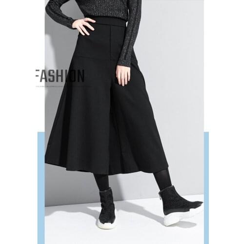 Dark black spring and autumn new loose and thin wide leg pants European and American street fashion brand elastic waist personal