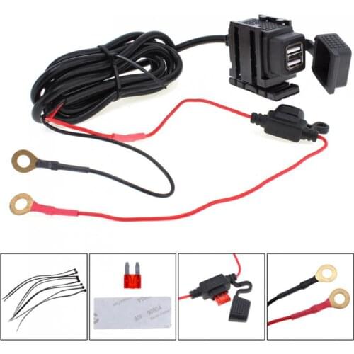 Motorcycle Chargers Dual USB 12V Waterproof Motorcycle Handlebar Power Charger Supply Port Socket for Phone / GPS / MP4