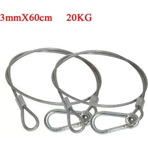 2 Pieces safety wire cable 60cm length heavy duty 30kg 3mm diameter mounting projector lighting,moving head beam light