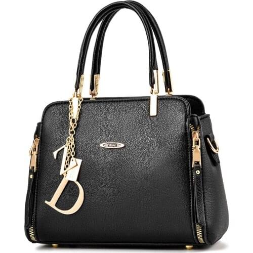 Women Bag Vintage Handbag Casual Tote Fashion Women Messenger Bags Shoulder Top-Handle Purse Wallet Leather 2020 Black