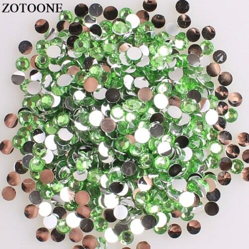 ZOTOONE Non Hotfix Light Green Resin Rhinestones For Nail Phone Diy Flat Back Glue On Rhinestones Stones And Crystals Applique E