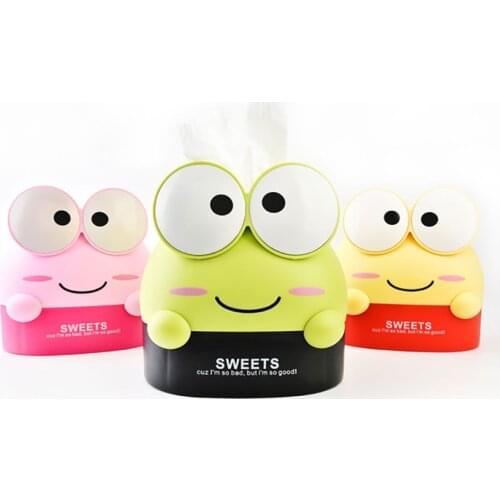 1Pc Cute Frog Tissue Holder Storage Box Creative Car Tissue Boxes Table Napkin Roll Paper Case Tissue Canister Storage Shelf