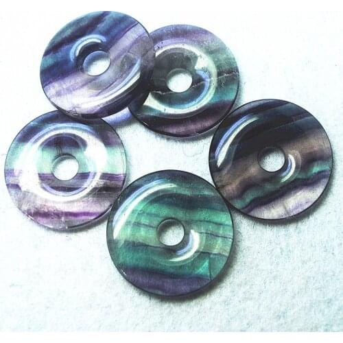 1pc Natural Fluorite Stone Size 30mm 35mm Donut Shape For Necklace Pendants Making Good Selling in UK WHOLESALE PRICE