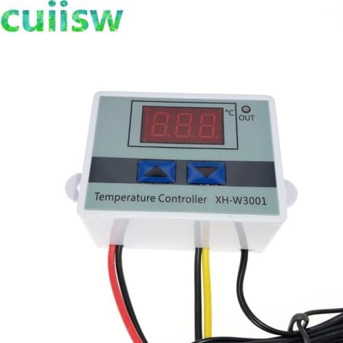 10PCS 12V/ 24V/ 220V W3001 Digital LED Temperature Controller 10A Thermostat Control Switch Probe XH-W3001