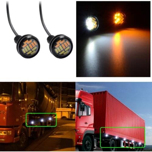 20pcs car led light side lamp white drl lights 4014 12SMD eagle eye 12v auto strobe lights amber turn signal lamps for truck van