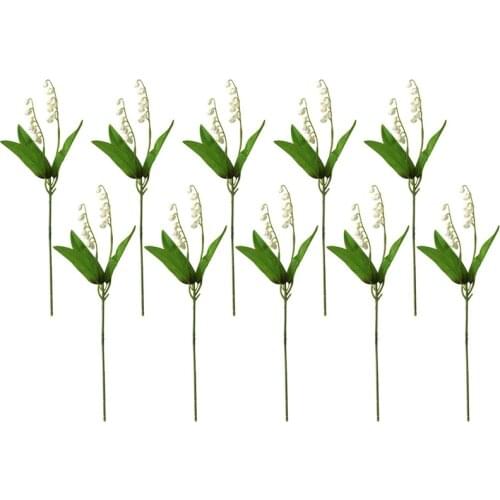20 Pcs Artificial Lily Of The Valley Faux Flowers Wind Chime Orchid Wedding Bouquet, May Flower For Home Garden