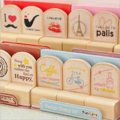 3pcs/pack Kawaii Vintage DIY Wood Rubber Stamp Set Diary Decoration Scrapbooking Gift Office stationery & School Supplies H051