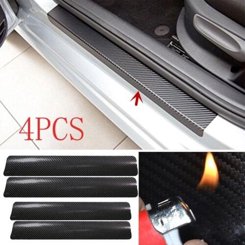 4Pcs/Set 3D Carbon Fiber Car Door Sill Scuff Cover Anti-Scratch Film Sticker