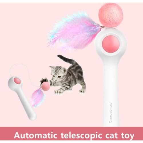 Automatic Telescopic Interactive Cat Toy Stick Health Safety Wool Ball Cat Plush Toys Funny Pet Training Supplies for Cats Toys