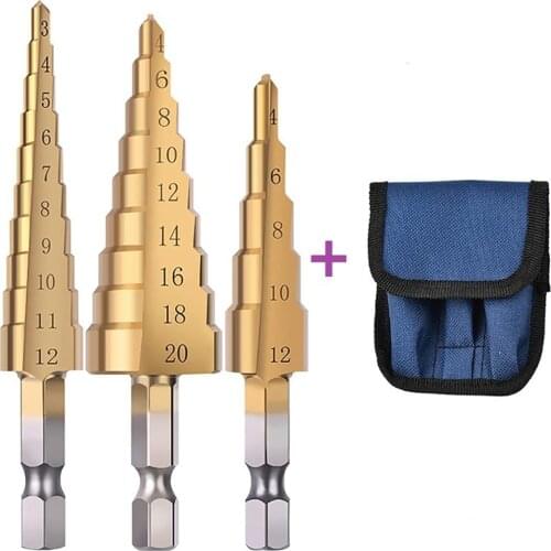 Ladder drilling high speed steel straight groove titanium coated metal wood hole drilling tool 3-12mm 4-12mm 4-20mm 4-32mm