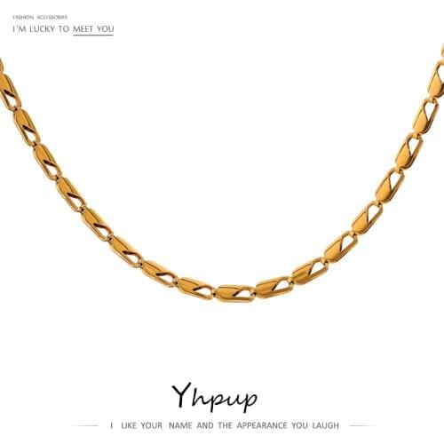 Yhpup Stainless Steel Chain Necklace Minimalist Metal Gold Collar Trendy Necklace Waterproof Jewelry 2021 Bijoux Femme Gift