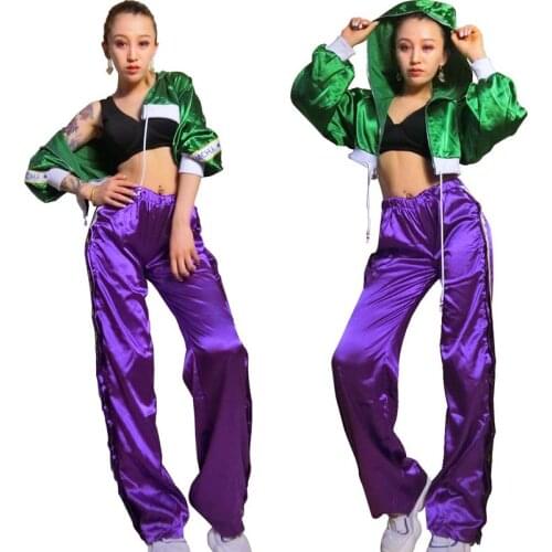 Hip Hop Dance Stage Dance Costume For Singer Jazz Dance Costumes Purple Cheerleading Costume Bar DJ Performance Nightclub DJ DS